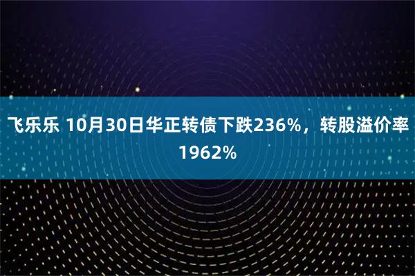 飞乐乐 10月30日华正转债下跌236%,转股溢价率1962%